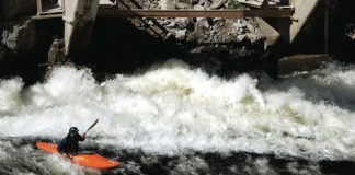 Whitewater paddling in a WaveSport Diesel 65 kayak