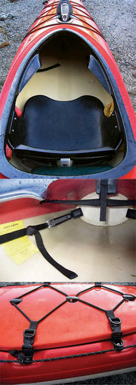 Parts of a red sea kayak