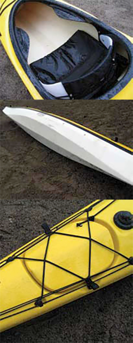 Parts of a yellow sea kayak