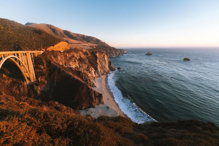 Coastline with bridge