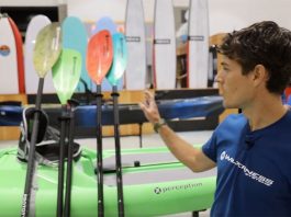 man introduces the new kayak paddles from Perception Kayaks