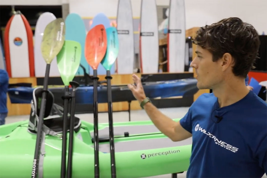 man introduces the new kayak paddles from Perception Kayaks