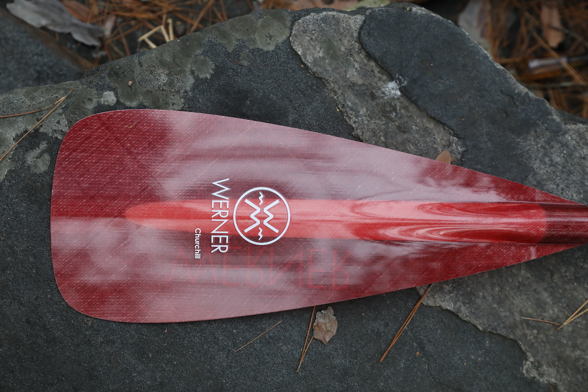 Blade of the Churchill canoe paddle made by Werner Paddles.