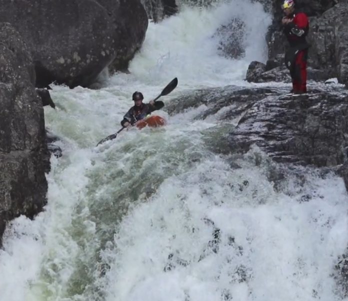 Photo: Screen capture Kayakers Conquer Adirondack's Hanging Spear Falls