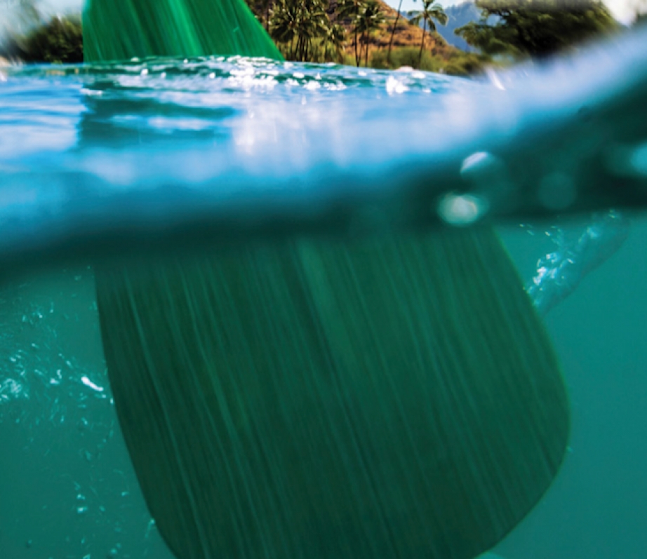 a view of a SUP paddle underneath the water