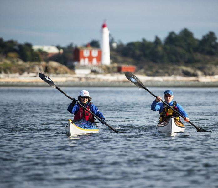 Canadian retailer Brian Henry (right) says he'll likely sell fewer U.S.-made boats next year due to the double-whammy of tariffs and a low Canadian dollar. Photo: Dan Takahashi
