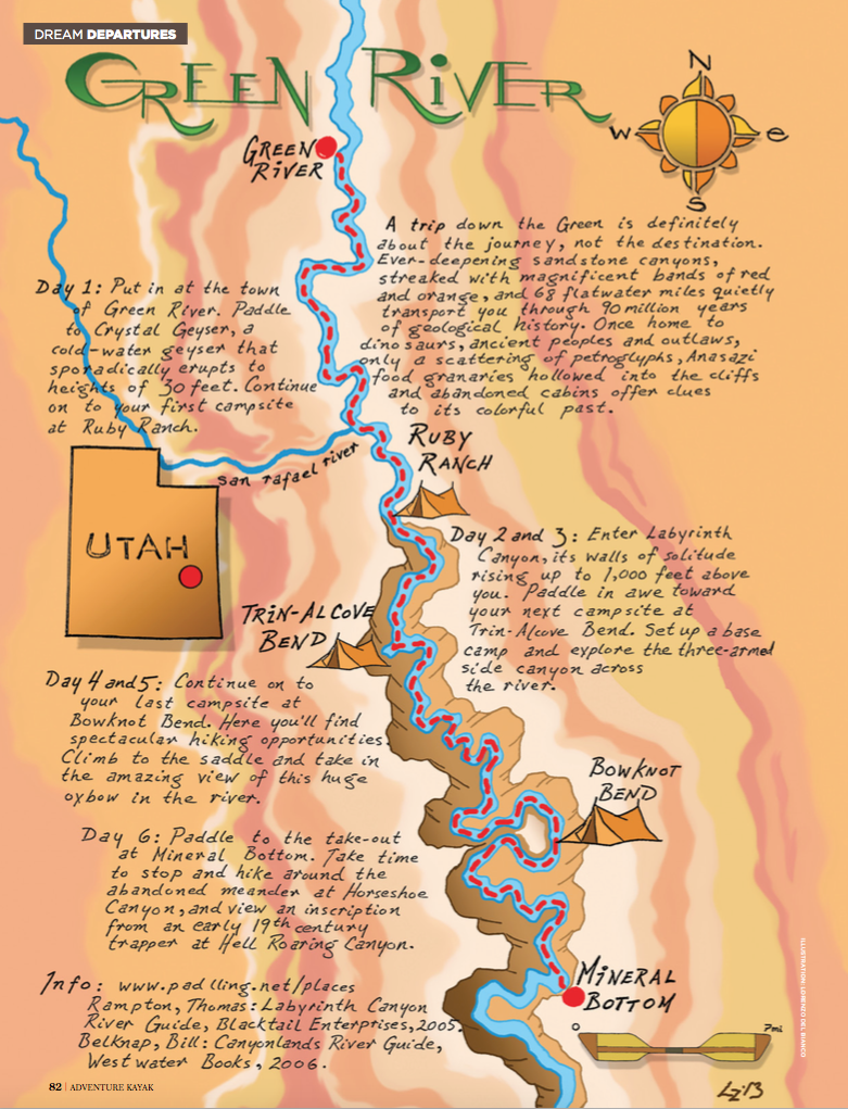 An illustrated trip guide to Green River, Utah.