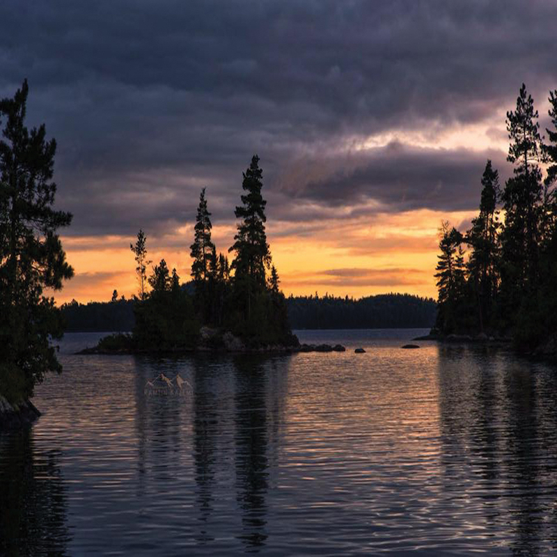 An orange and purple sunset in Temagami