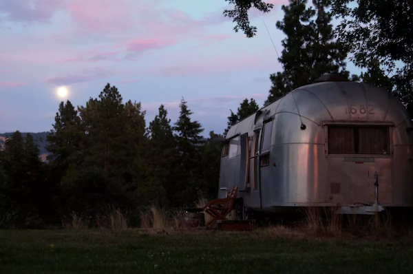 An Airbnb airstream trailer rental in Hood River, Oregon. 
