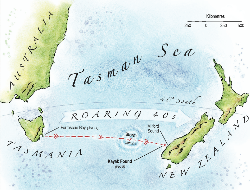 Map of Andrew McAuley's route