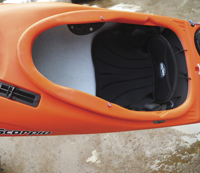 Cockpit on orange kayak
