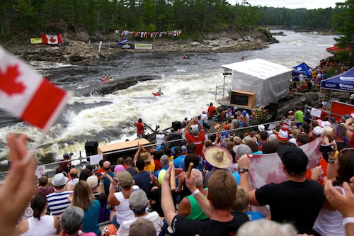 The scene at the Lorne on the Ottawa River at the ICF World Freestyle Kayak Championships. 