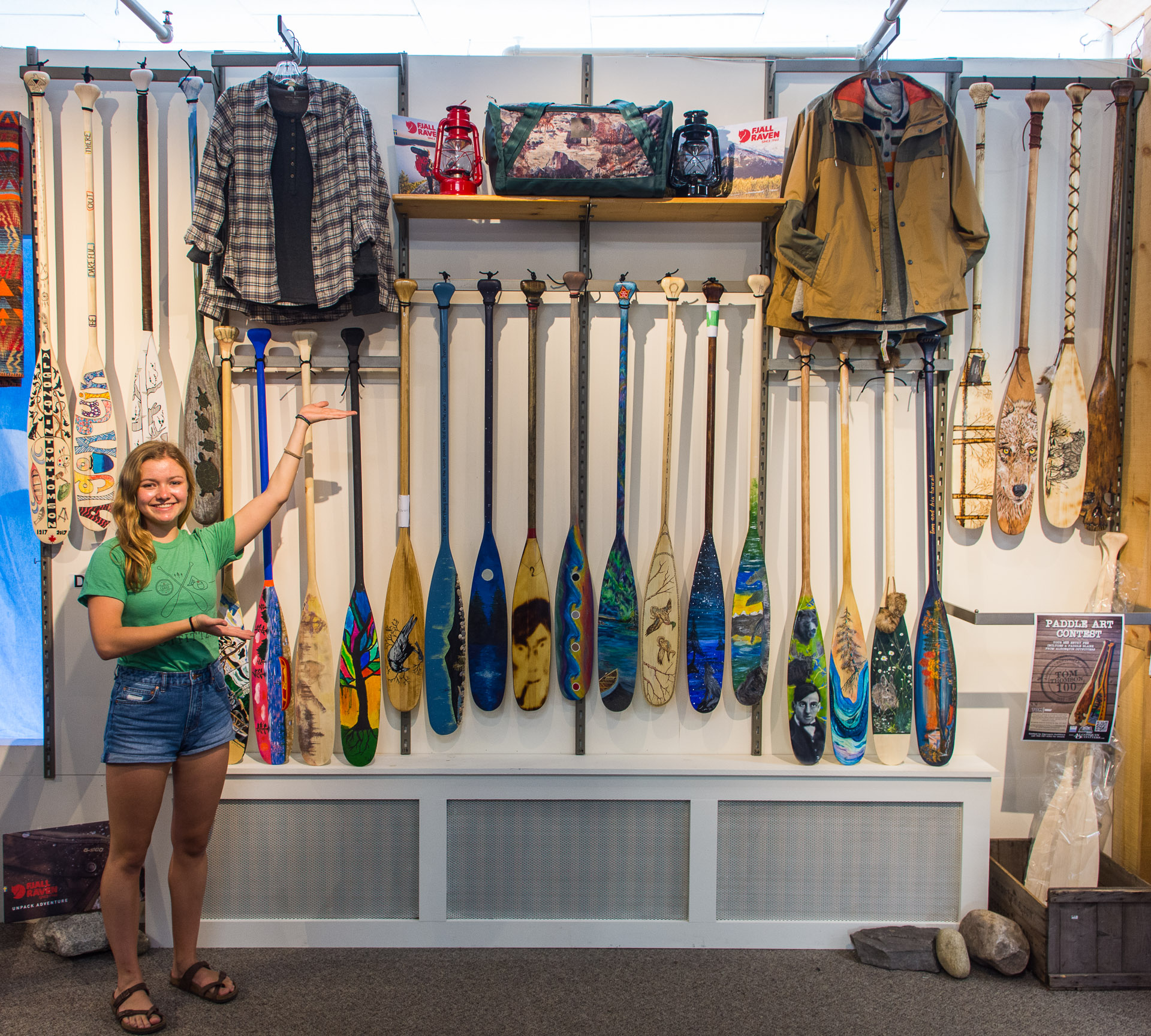 Algonquin Outfitters paddles on display