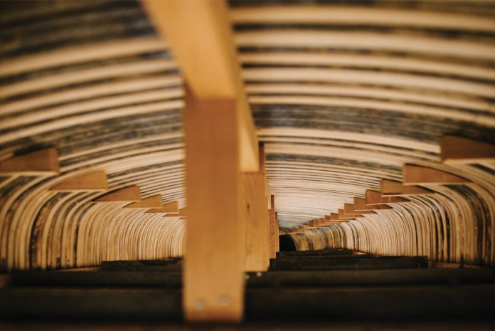 the rib cage of a canoe