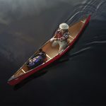 Boat Review: Nova Craft Fox 14 Solo Canoe Ariel view of a man paddling canoe on a lake