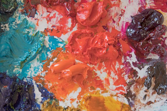 different coloured paint on canvas