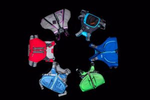 6 lifejackets of different colors in a circle