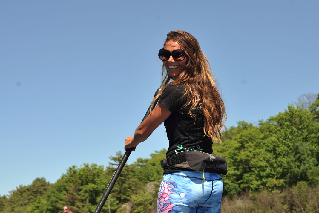 woman on a stand up paddle board