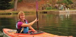 Woman paddling the Elie Sound 120 XE kayak