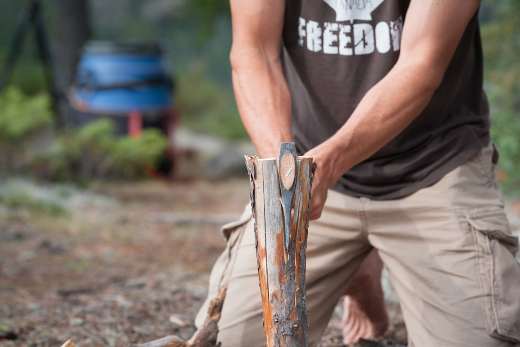 man chopping wood