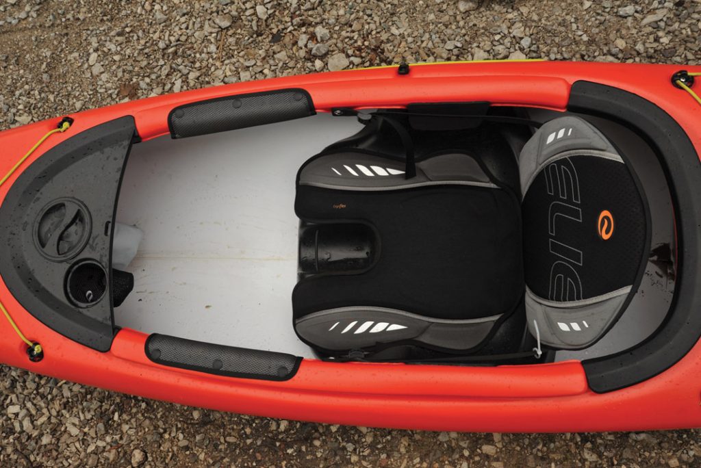 inside a recreational kayak