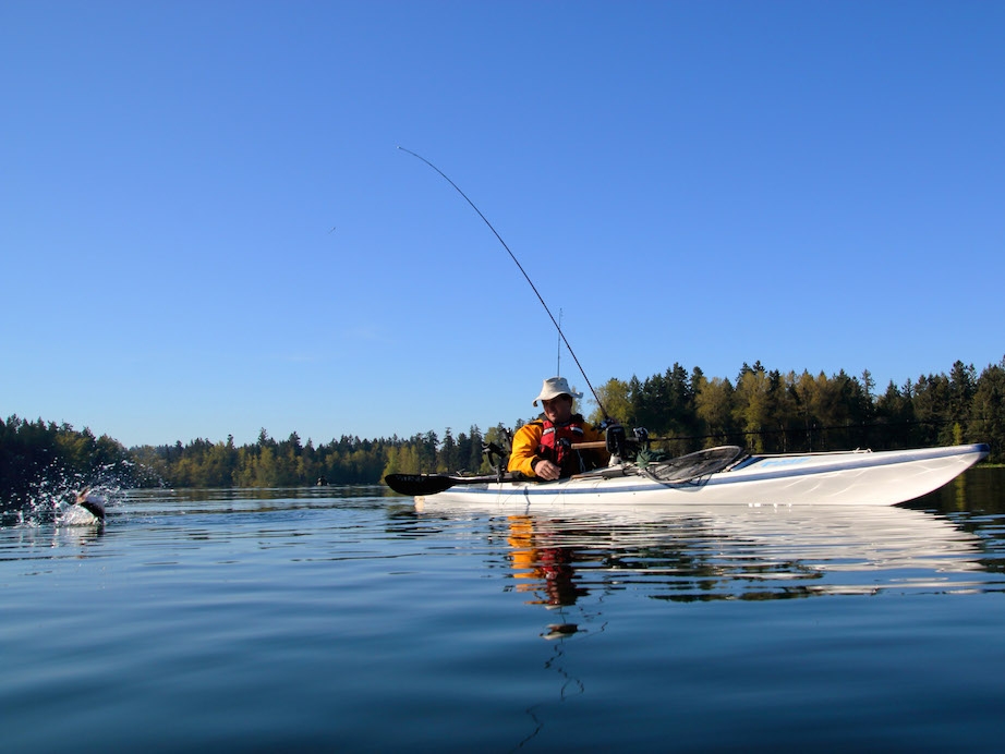 Fish Here Now American Lake, Washington Kayak Angler