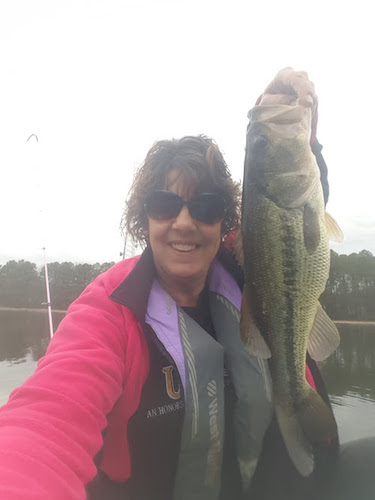 Julie Tomasik caught a few good largemouth bass while fishing from her Hobie kayak in Maryland. 