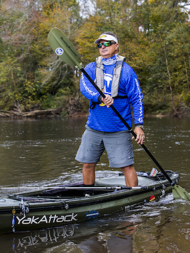 River Bassin Expert Tim Perkins paddles his Wilderness Systems kayak.