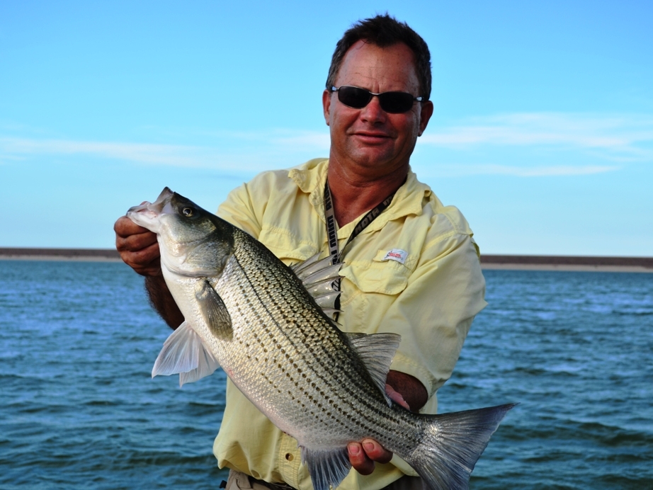 Guide Steve Lytle holds up a keeper-sized wiper. Guide Steve Lytle holds up a keeper-sized wiper. Photo: Ben Duchesney