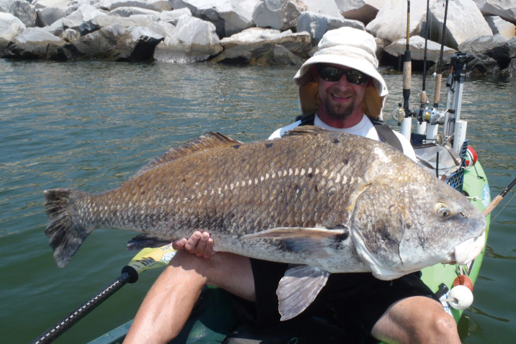 kayak fishing for black drum fish