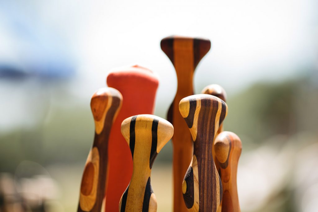 Wooden canoe paddle grips
