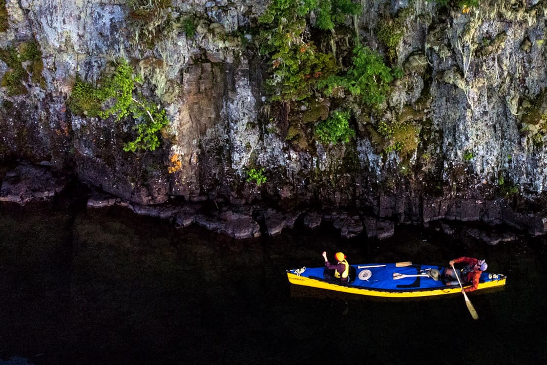 two people canoeing on Lake Superior