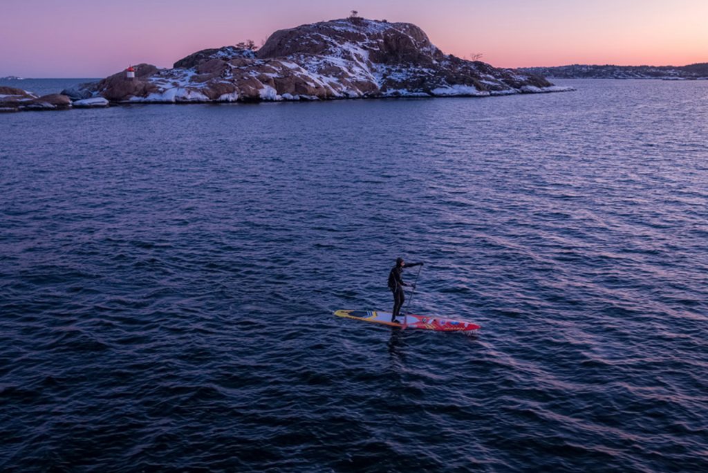 Casper Steinfath paddleboards Skagerrak Ocean
