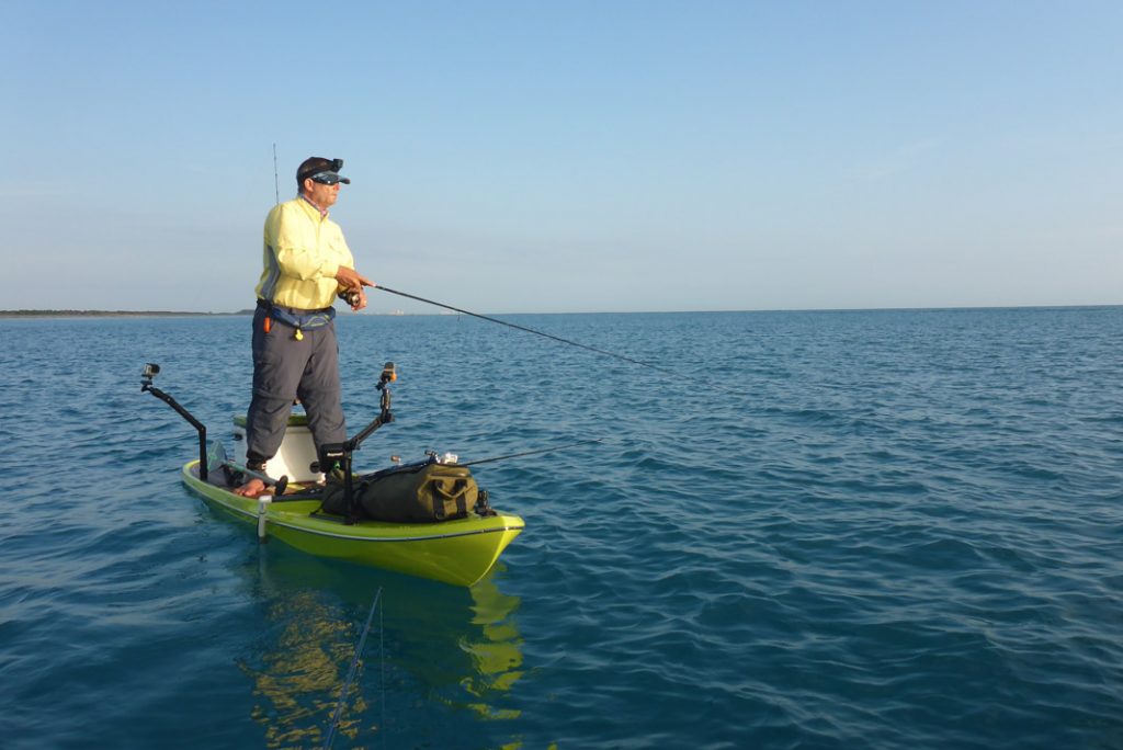 Pete Hinck, seen here on his custom boat, provides tips on SUP fishing