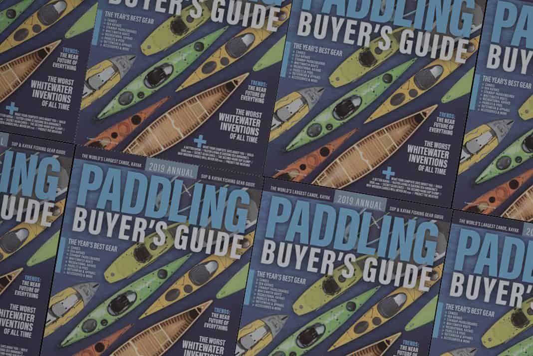 a stack of Paddling Buyer's Guides all side by side