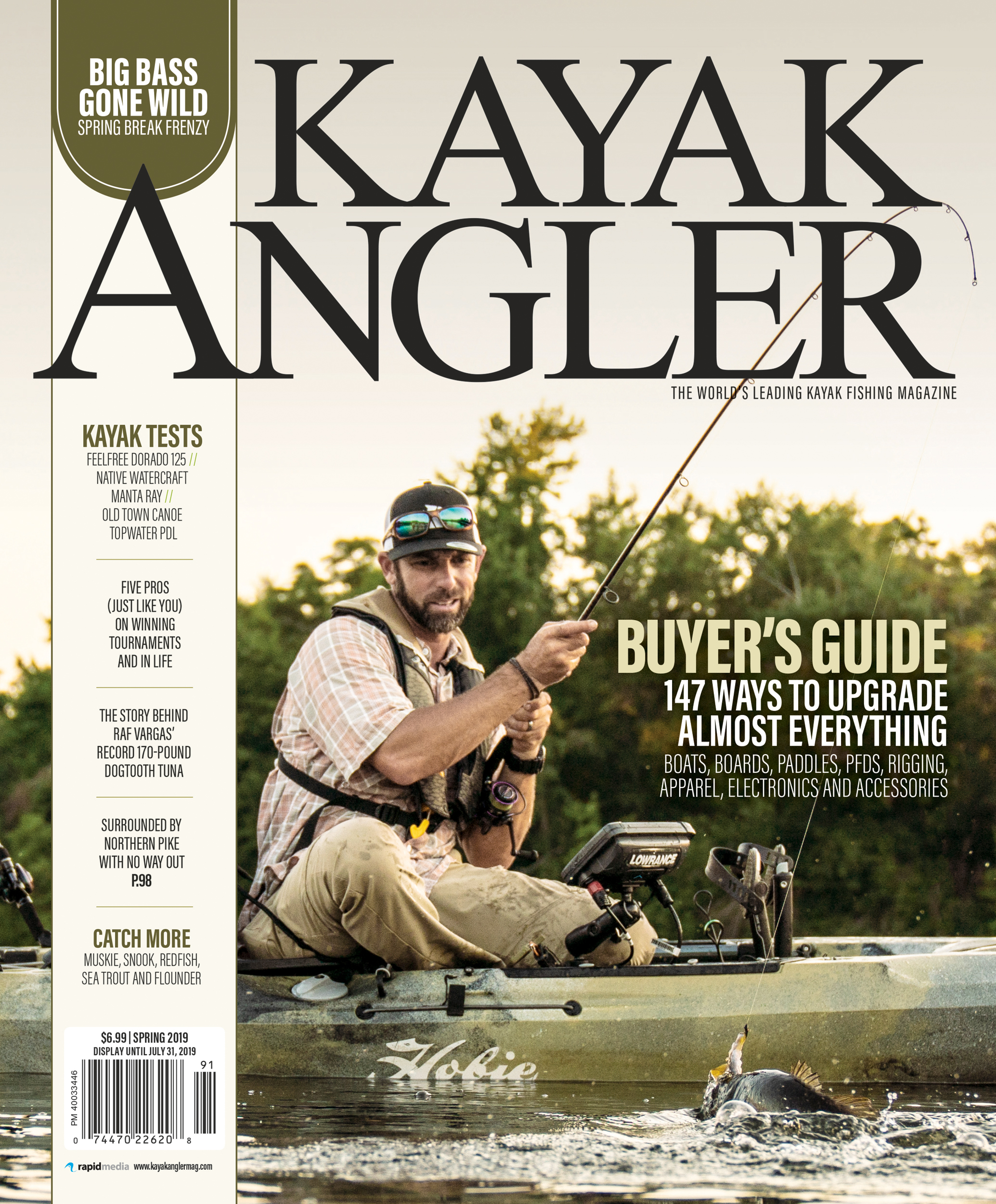 Cover of the Spring 2019 issue of Kayak Angler Magazine