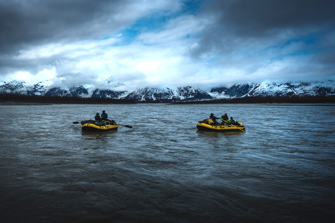two rafts with paddlers on the Tatshenshini River