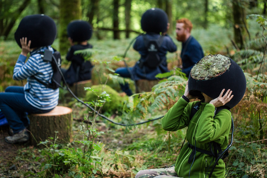 Kids with VR helmets