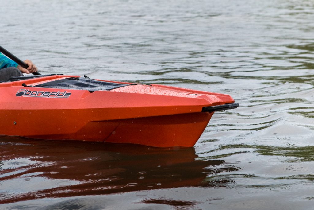 the bow of the Bonafide EX123 expedition fishing kayak