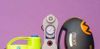 Three electric sup pumps on a purple background