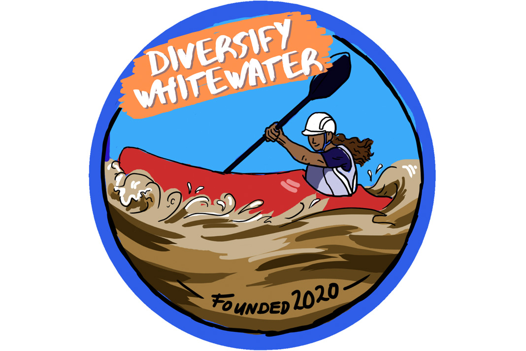 Logo design by Rebecca York is available as a sticker to event participants. | Photo Courtesy: Diversify Whitewater