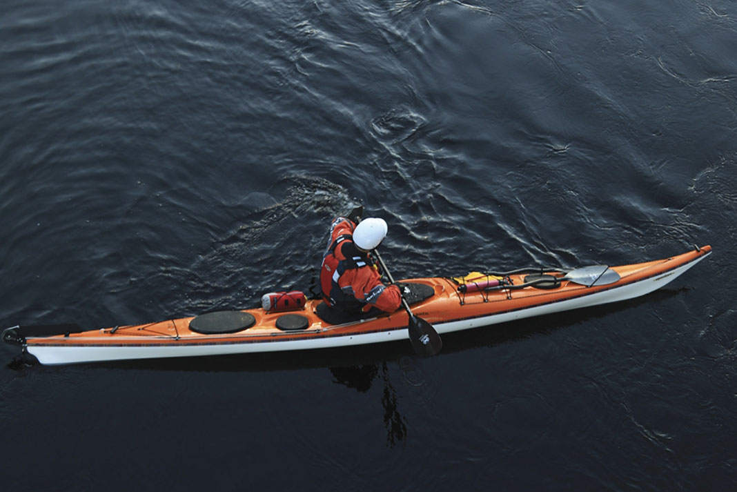 A man paddling the Boreal Designs Epsilon kayak