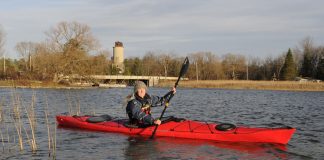 Woman paddling in the Wilderness Systems Focus 150 kayak