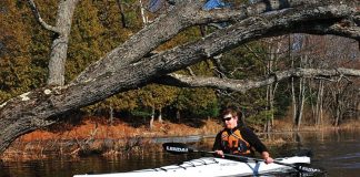 Man paddling a Squall GTS kayak from Current Designs