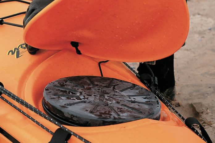 Detail of a hatch on the Current Designs Squamish kayak