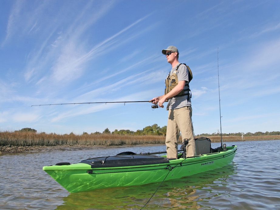 The Ultimate FX 12 solo, shown in Lime, with optional hatch cover. Photos: Courtesy Native Watercraft