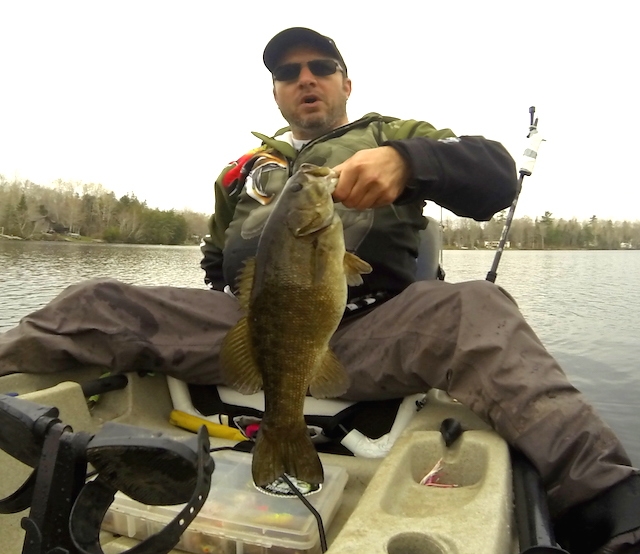 Ryan Anderson holds up a solid smallmouth bass fooled by a suspending jerkbait. Ryan Anderson holds up a solid smallmouth bass fooled by a suspending jerkbait. Photos: Ryan Anderson
