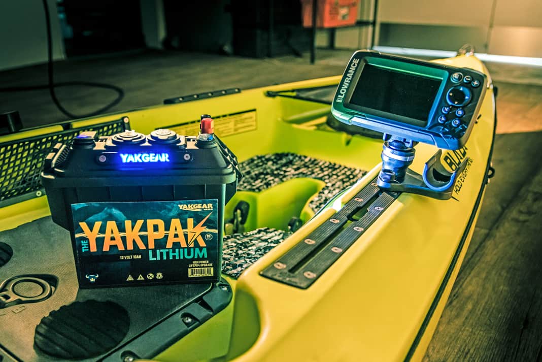 YakPak lithium ion battery on a kayak