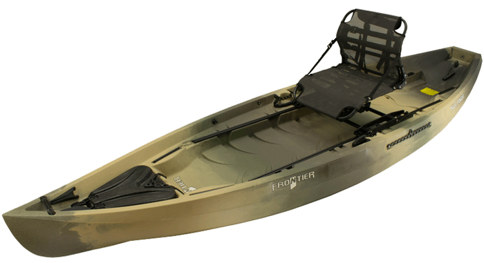 Side view of green sit-on-top fishing kayak