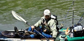 Kayak angler paddling quietly